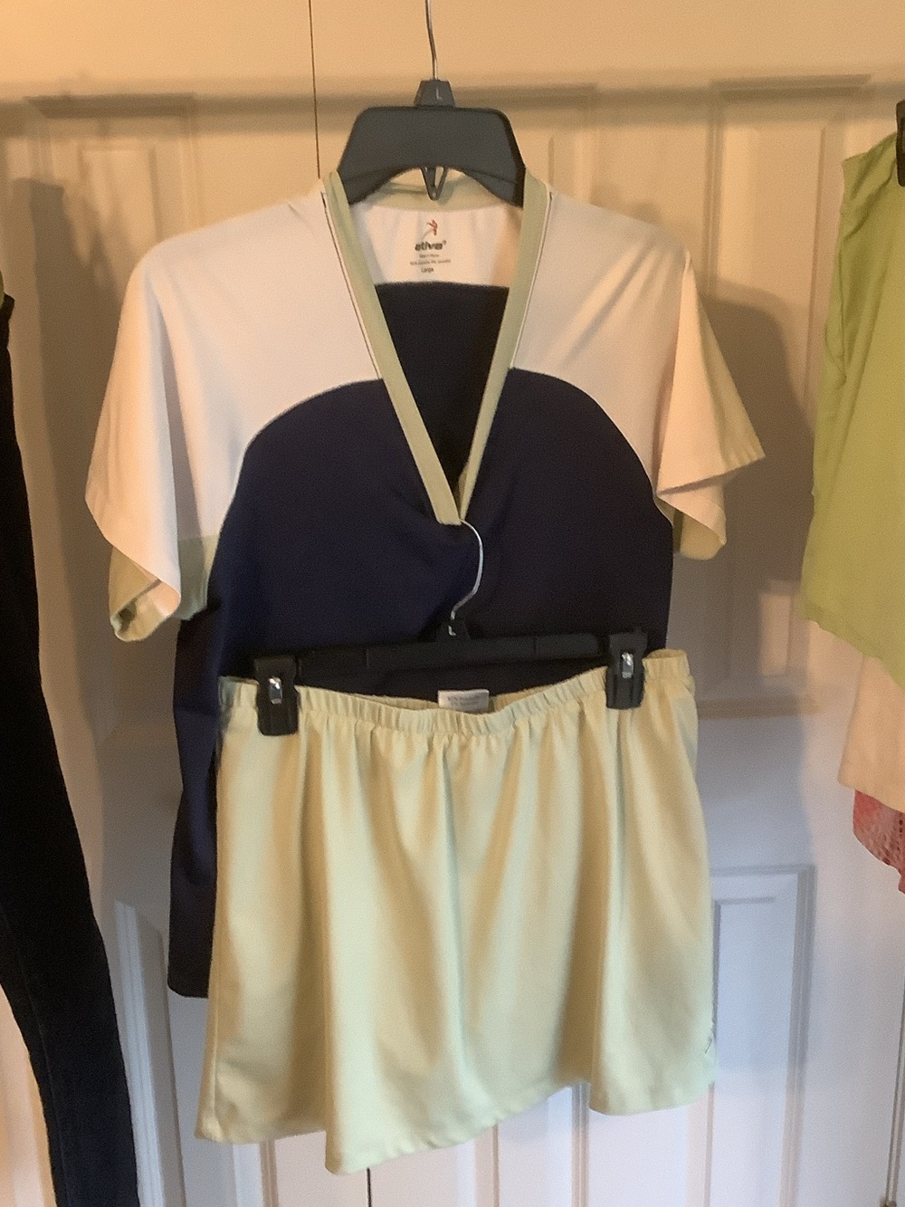 Ativa Two-Piece Active Top and Skort in Navy and Pale Yellow